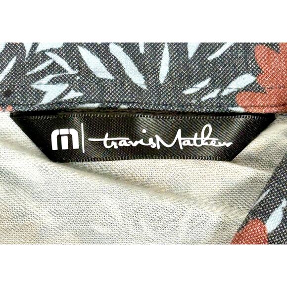 Travis Mathew Polo Shirt Mens Large Blue Red All Over Print Cotton Blend Floral - Picture 10 of 15